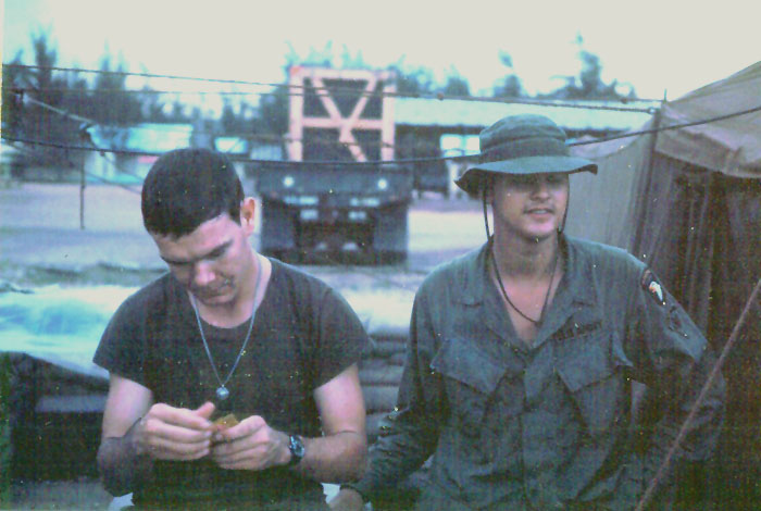 Purgason and Hagstad at the 265th RRCo, supporting the 101st Airborne at Camp Eagle near Phu Bai, RVN.